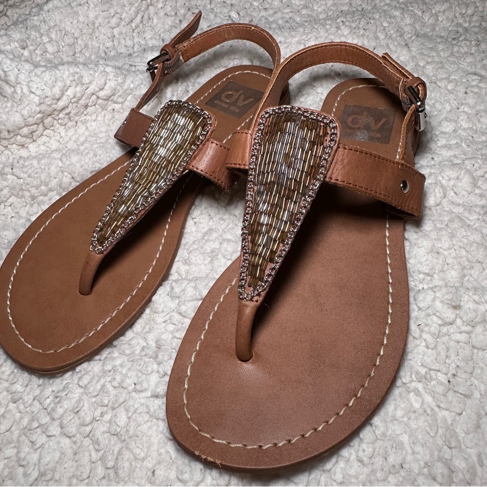 Dolce‎ Vita Domino Brown Sandals with Beading Sz 7